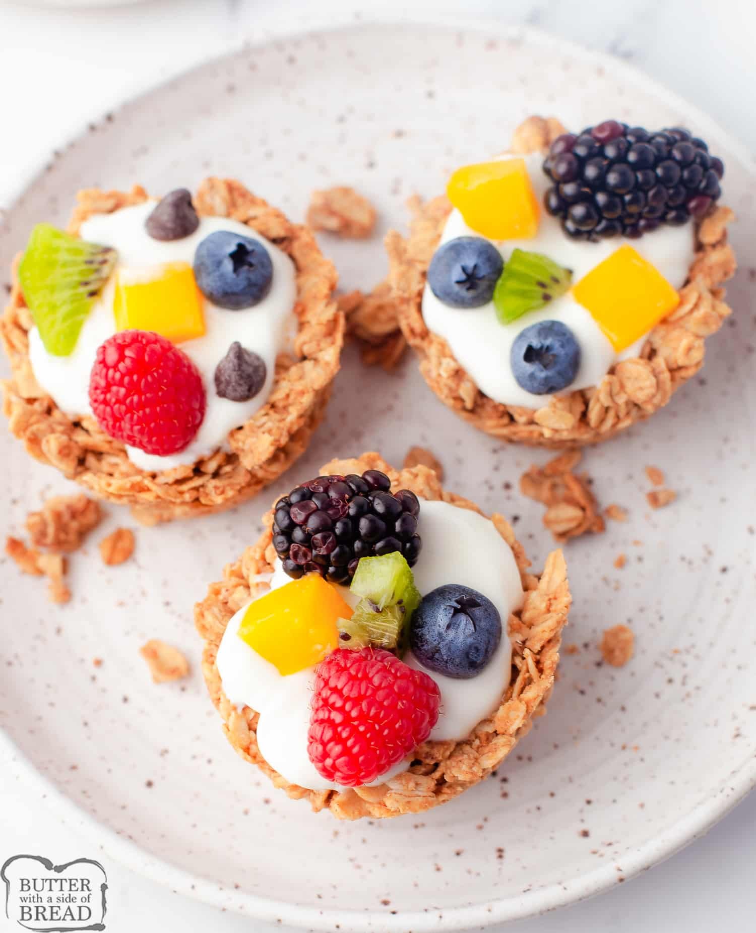 baked oat cups with yogurt and berries
