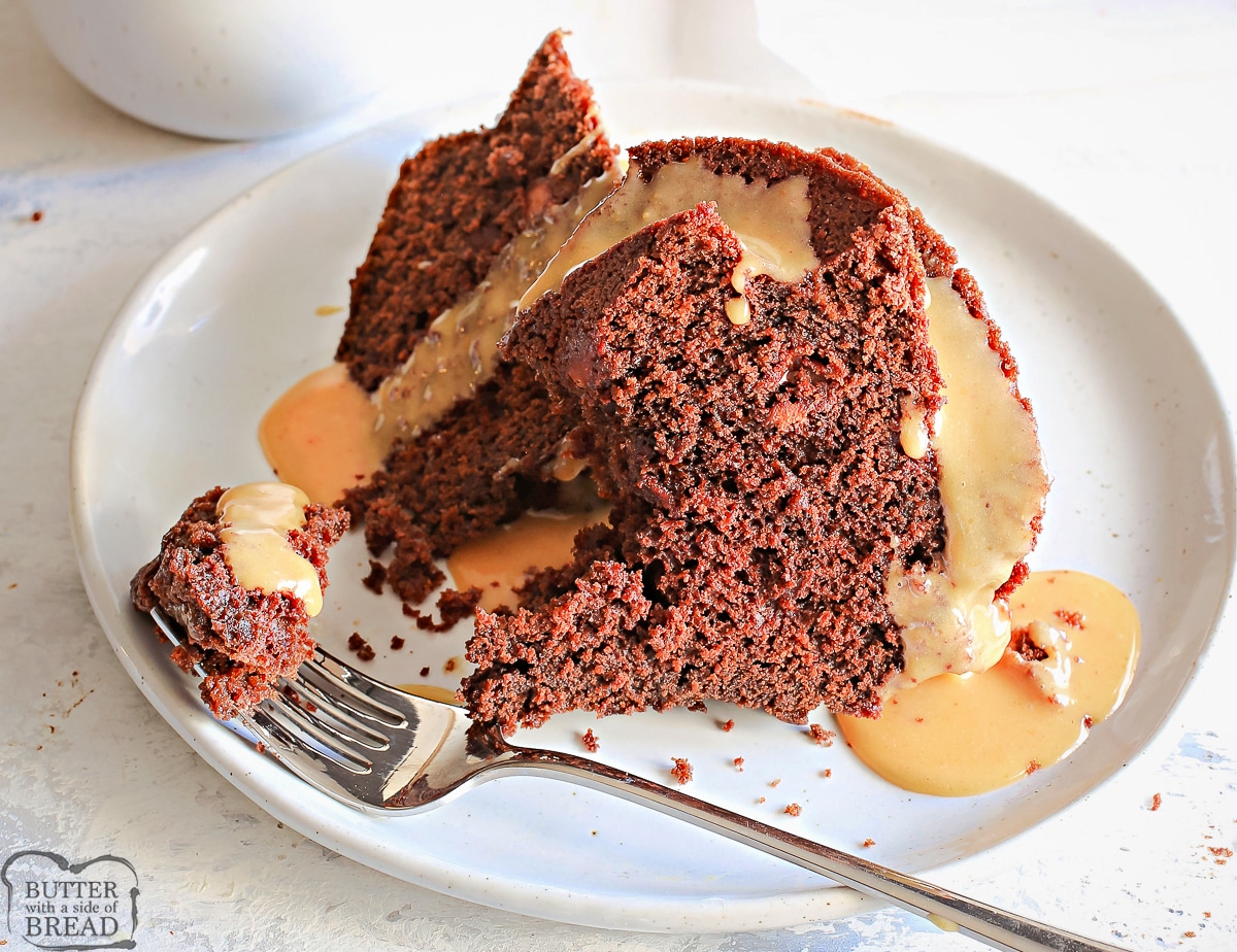 forkful of chocolate peanut butter cake