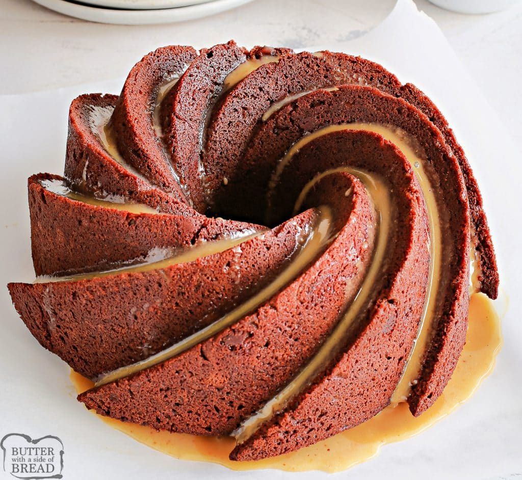 peanut butter glazed chocolate bundt cake