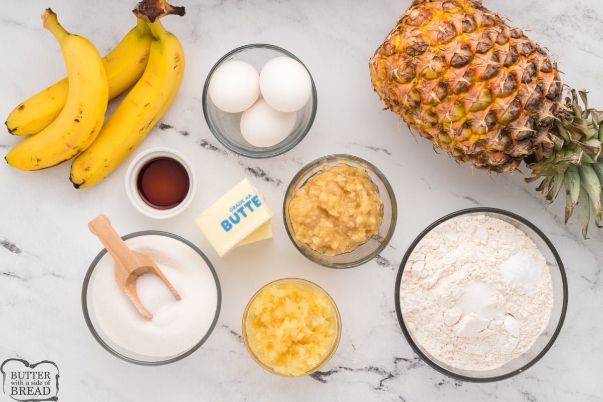 Ingredients in Pineapple Banana Bread