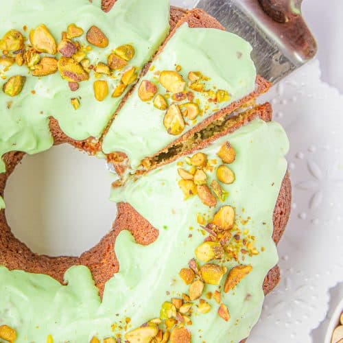 large pistachio bundt cake – just divine delights