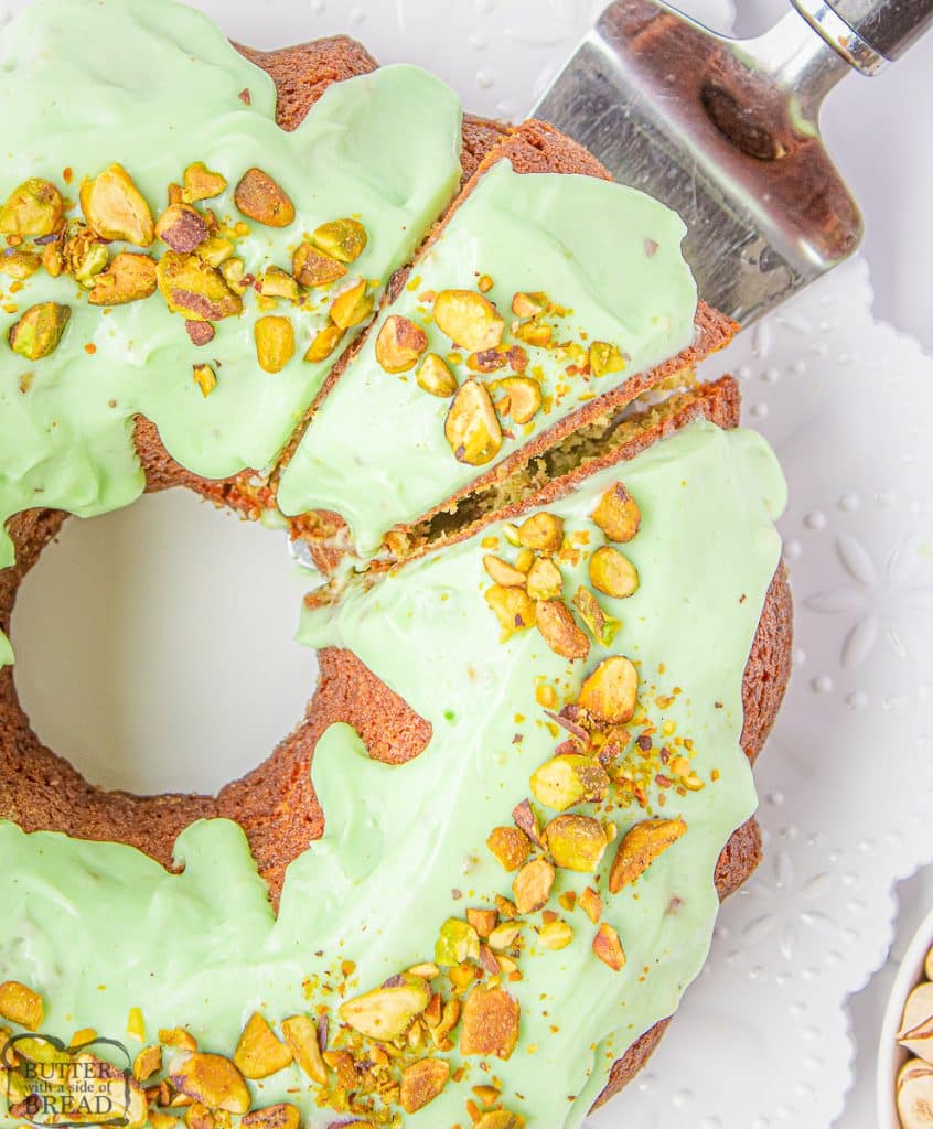 green pistachio bundt cake