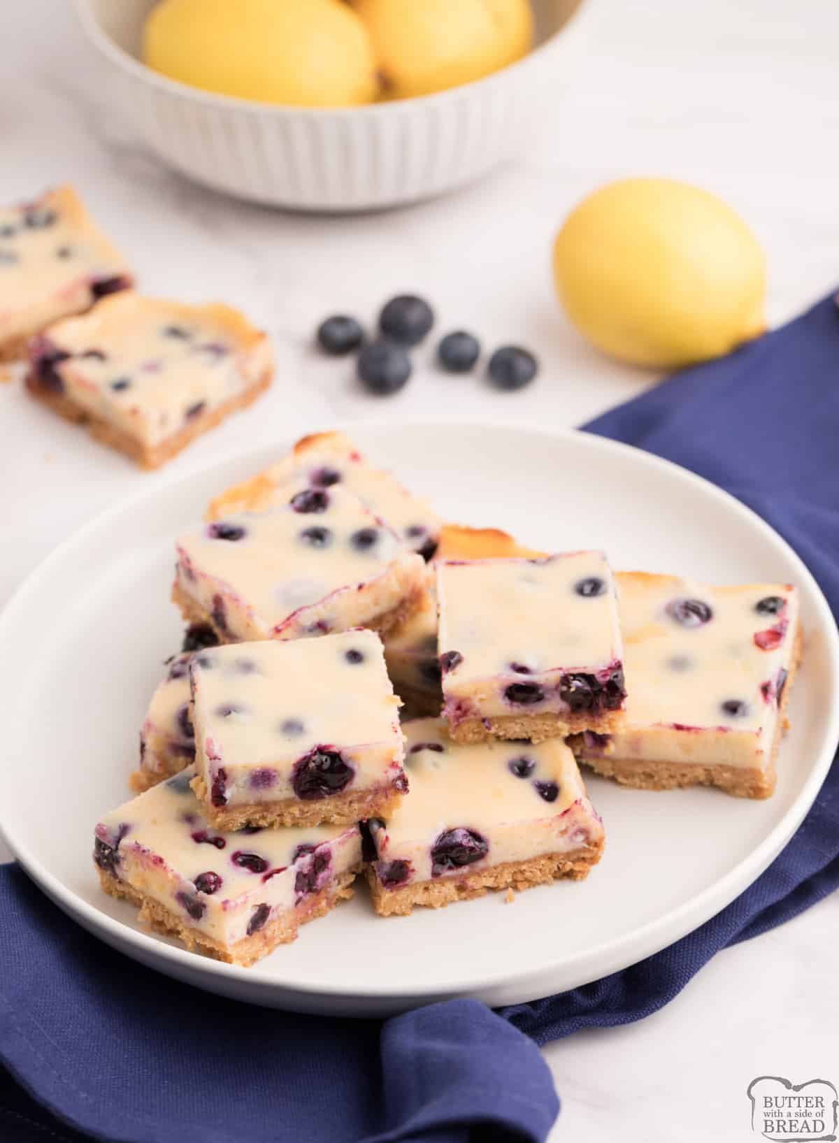 Dessert bars made with blueberries and lemon filling