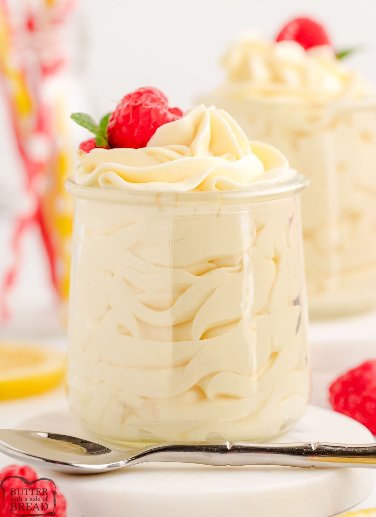 simple lemon mousse in a glass