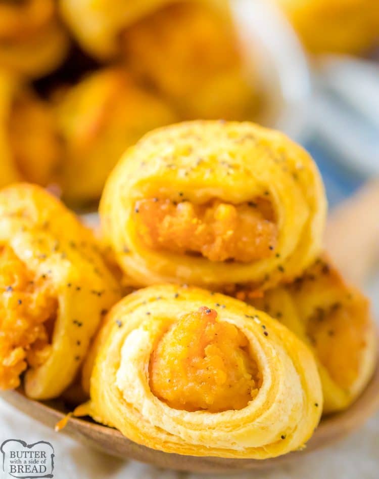 HONEY GLAZED CHICKEN CRESCENT BITES - Butter with a Side of Bread