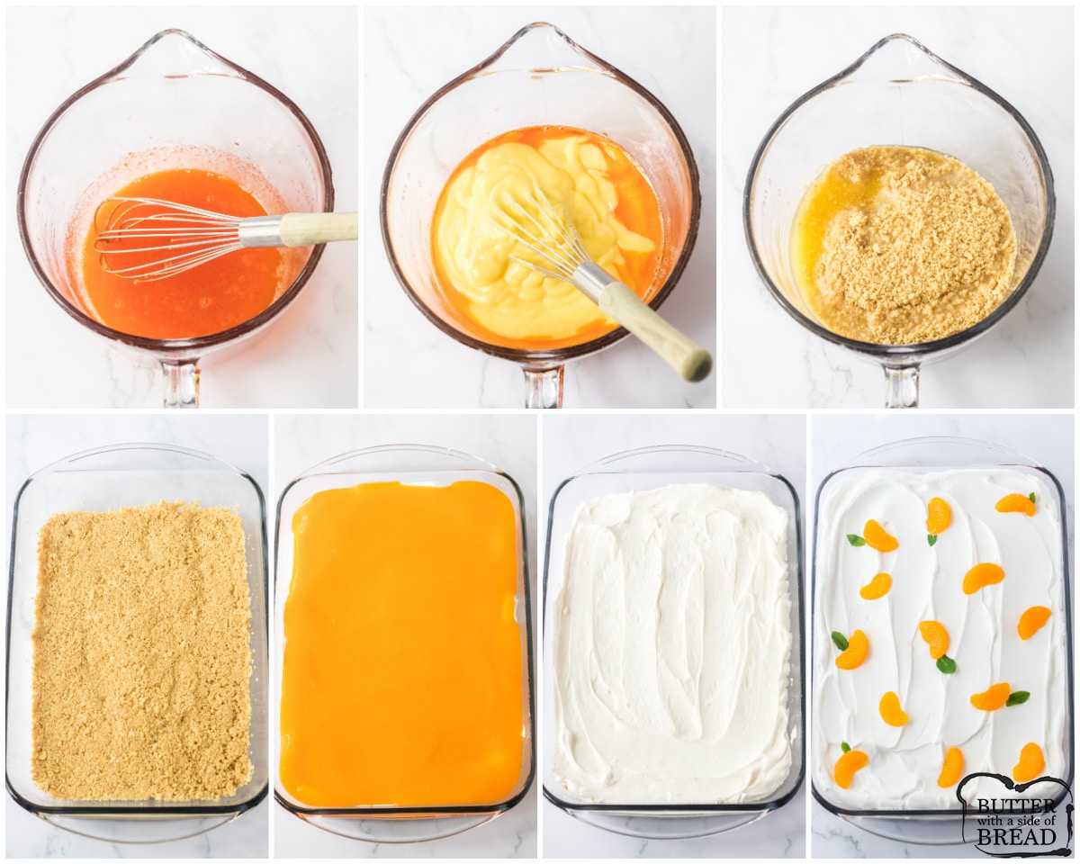 how to make a layered orange lush dessert