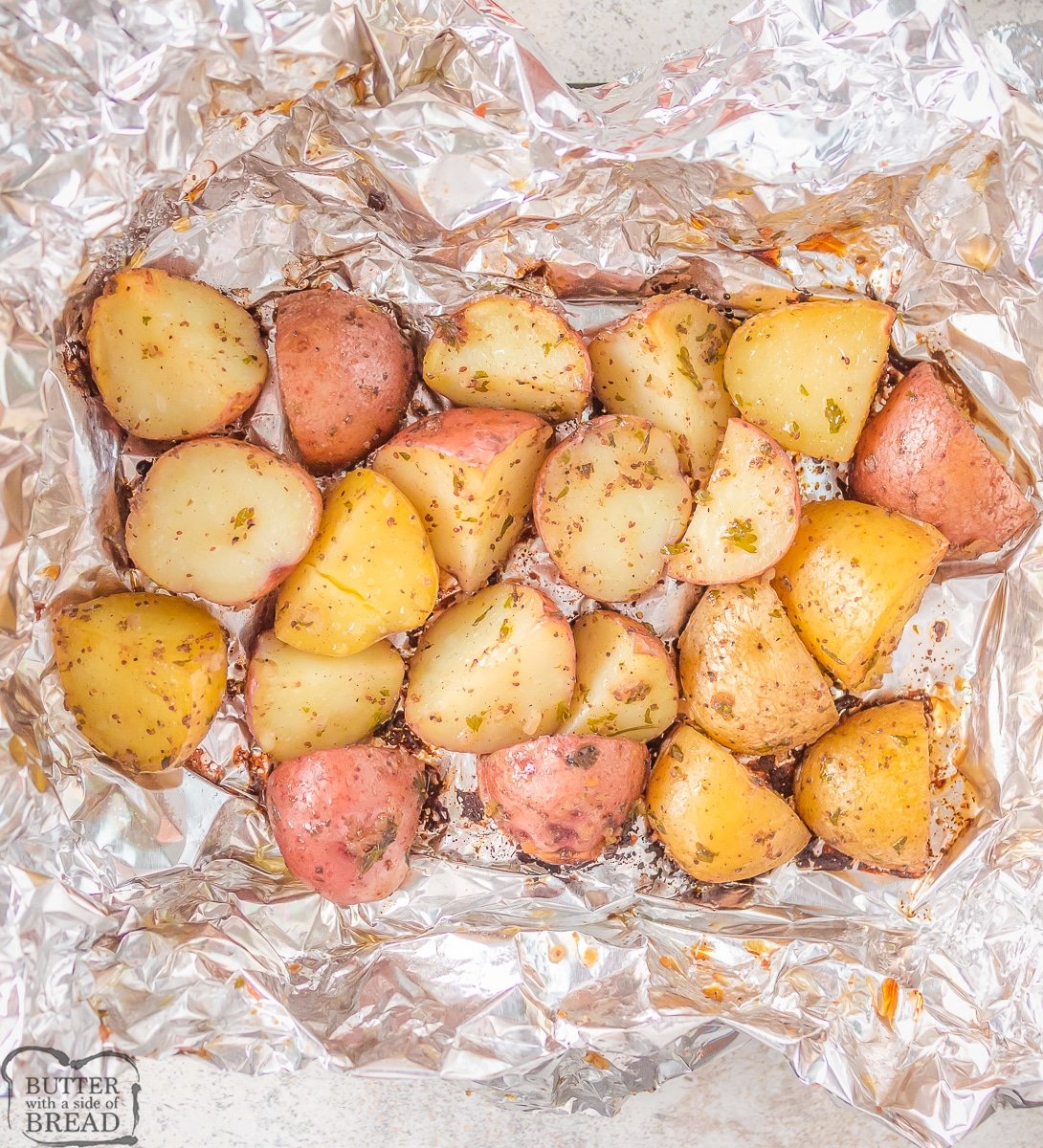 potatoes in a foil pack