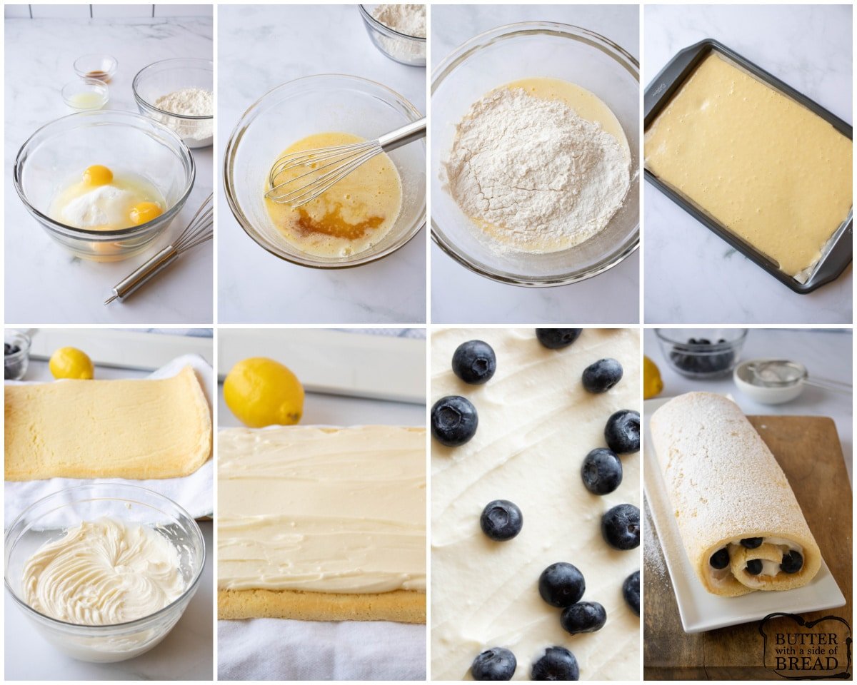 how to make a lemon blueberry cake roll
