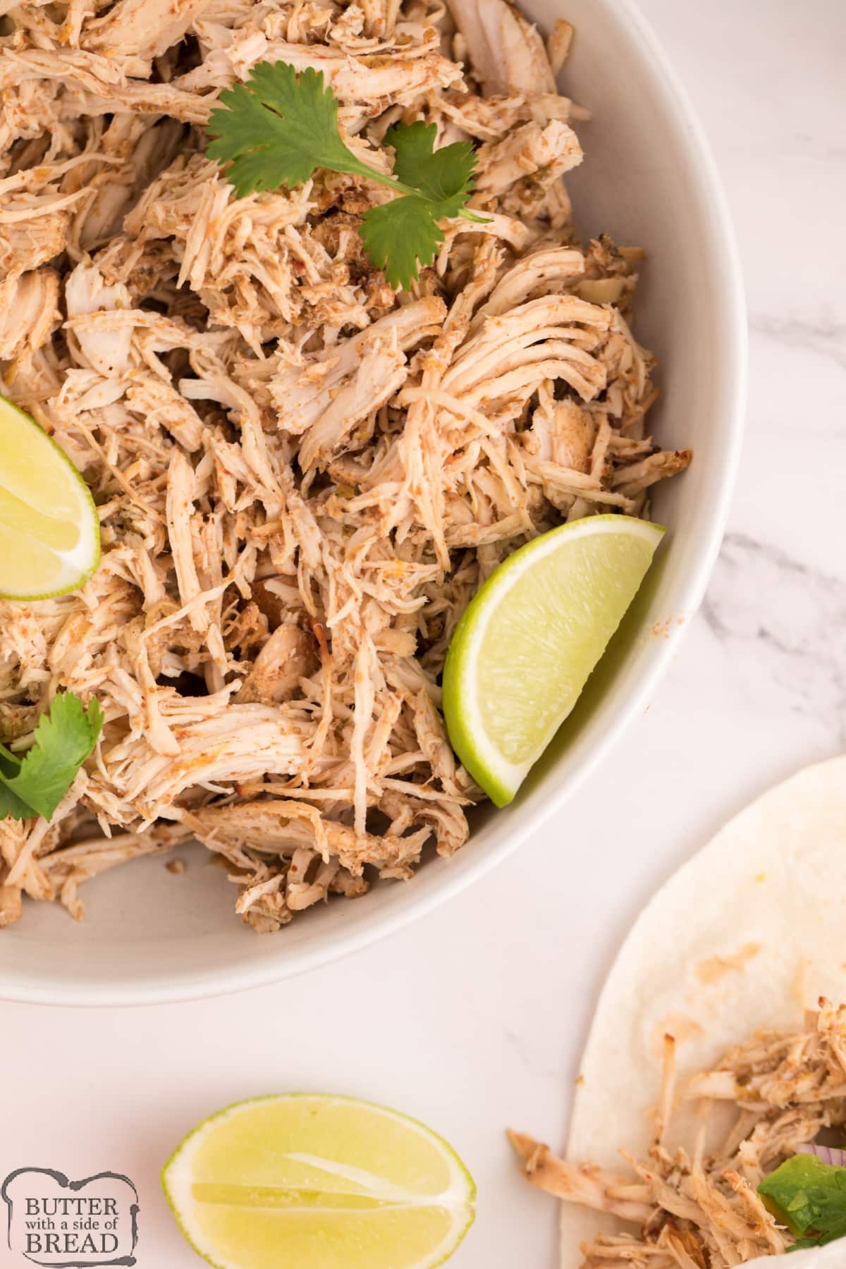 Shredded chicken for burritos and tacos