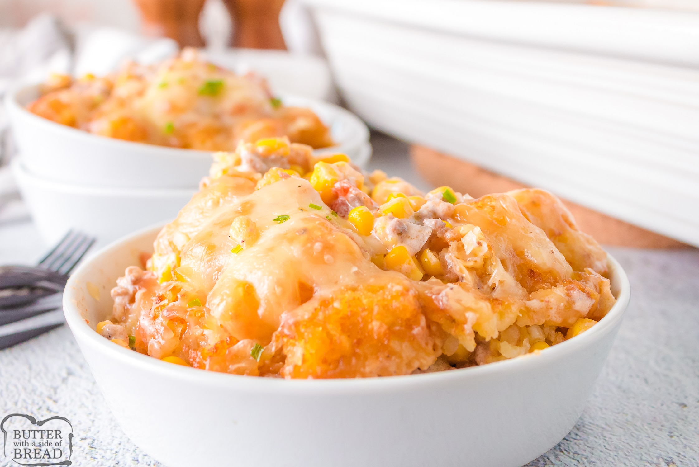 serving of tater tot casserole with taco flavors