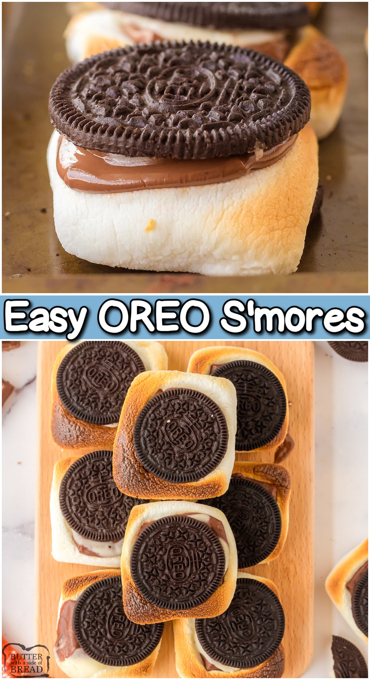 Oreo S'mores made easy in the oven! Two classic treats combine in this ooey, gooey chocolatey cookie. It'll be your new favorite summer sweet! 