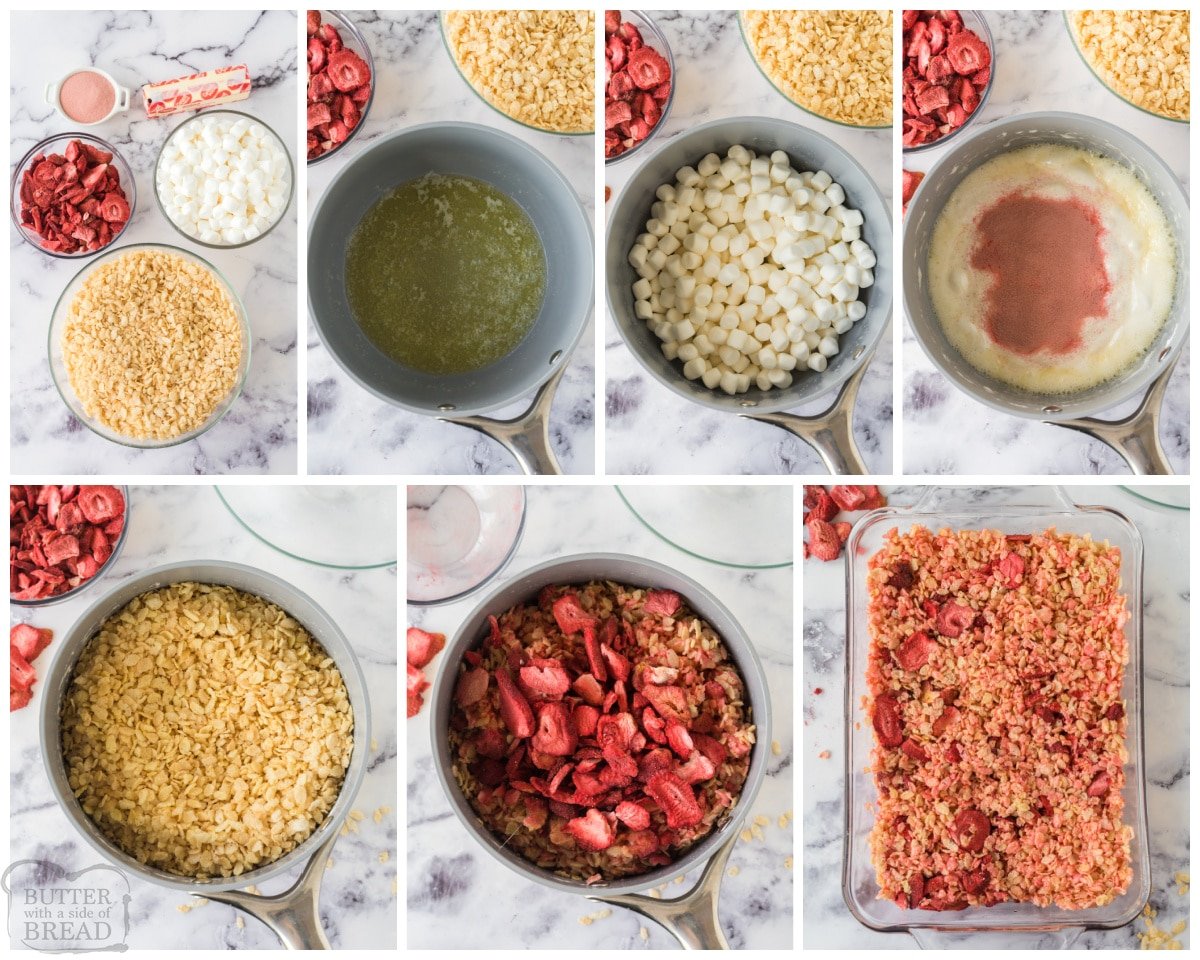 how to make rice krispie treats with freeze dried strawberries