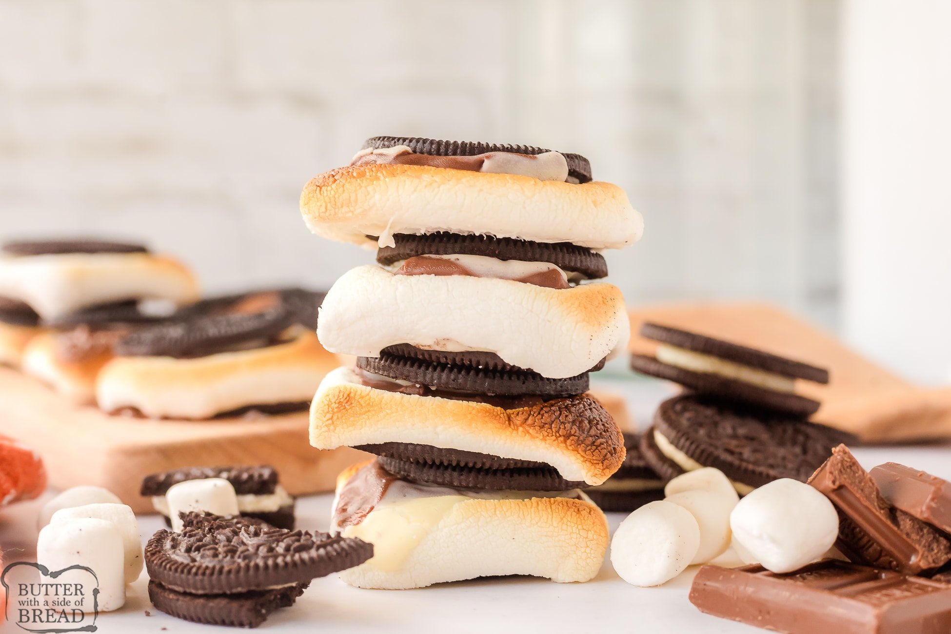 stack of oreos made into s'mores