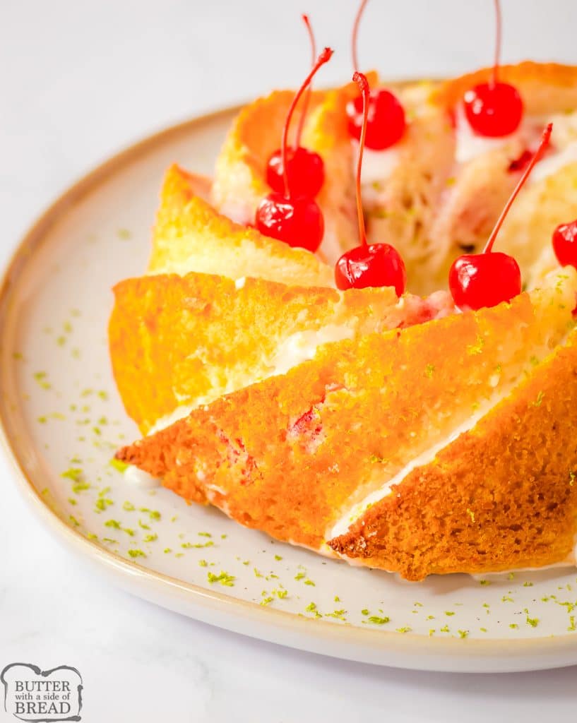 Shirley Temple Bundt Cake on a plate