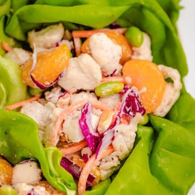chicken salad lettuce wraps with Asian flavors