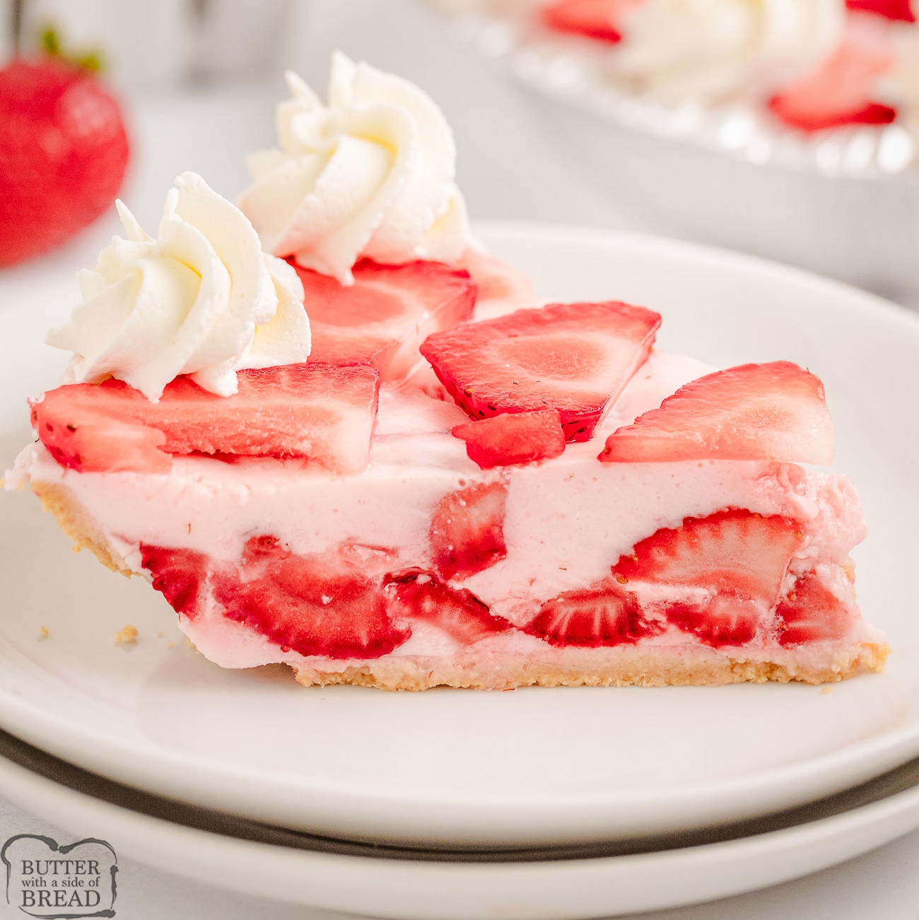 slice of strawberries and cream pie