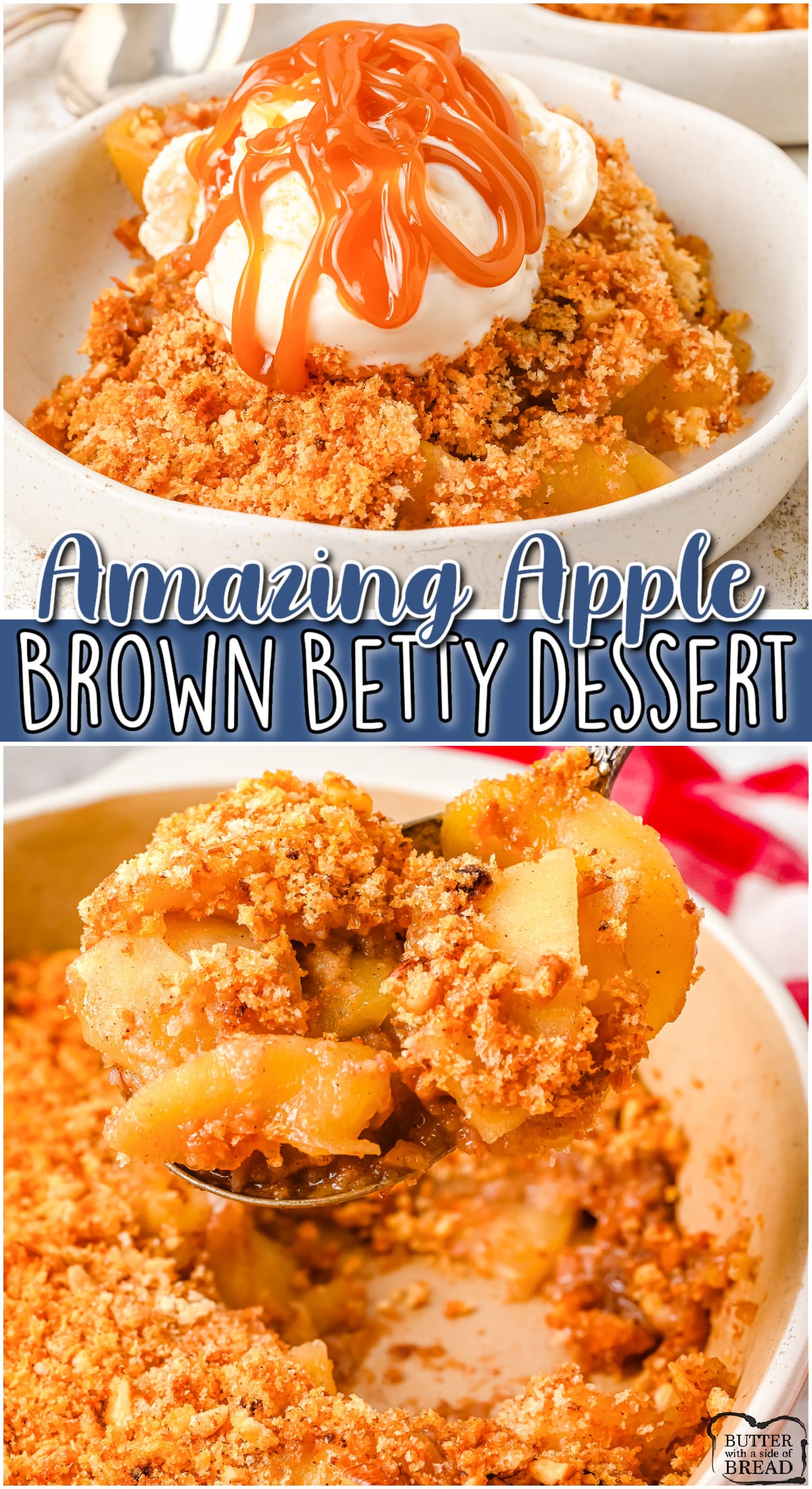 Apple Brown Betty is a traditional American dessert made with crisp apples, butter, brown sugar & toasted bread crumbs! It's a classic dish similar to apple cobbler that everyone loves! 