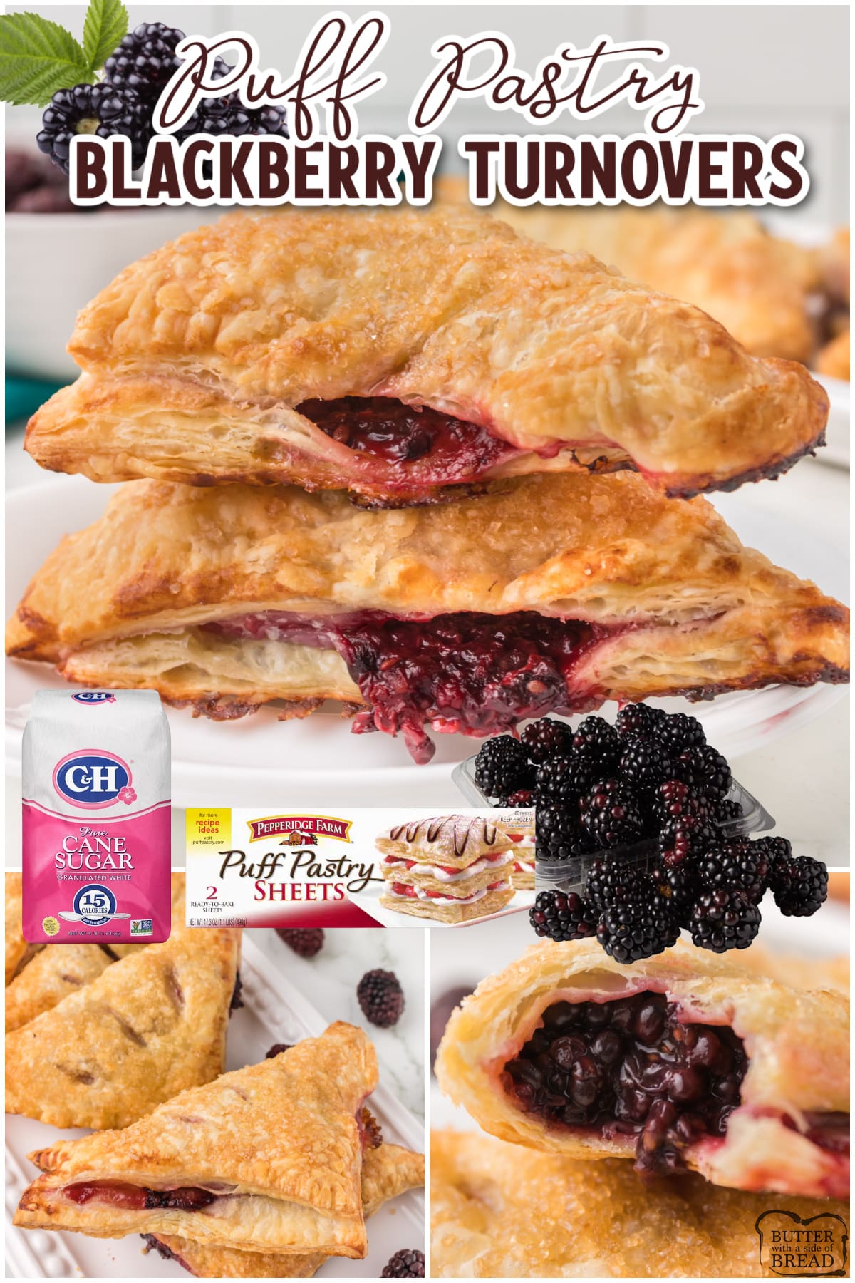 Easy Blackberry Turnovers made with puff pastry and fresh blackberries. A homemade blackberry filling is wrapped in puff pastry and then drizzled with a simple icing. 