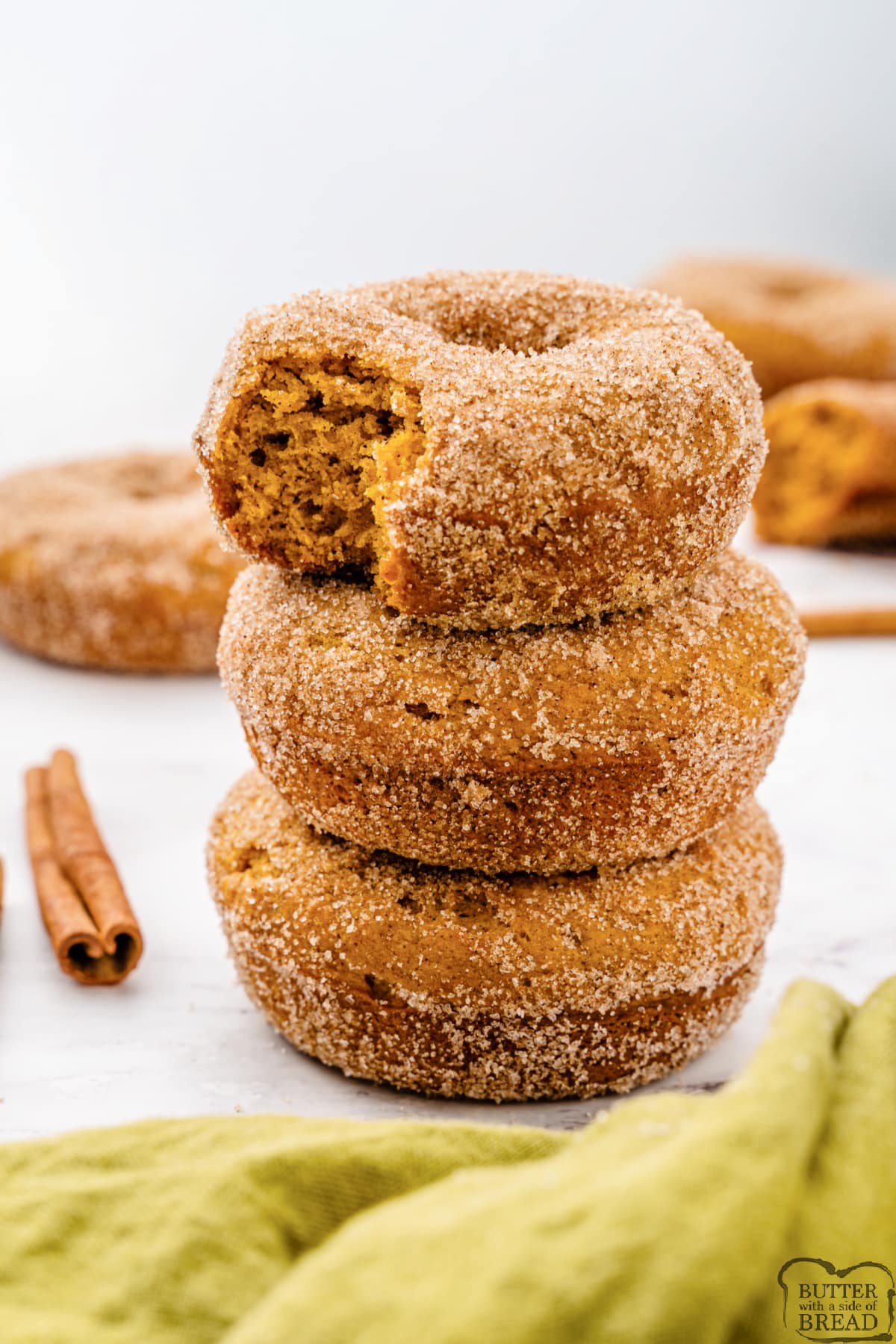 Pumpkin Spice Cake Donuts are soft, moist, and make the perfect treat for breakfast, brunch, or dessert. These baked pumpkin donuts are topped with a delicious cinnamon-sugar mixture. 