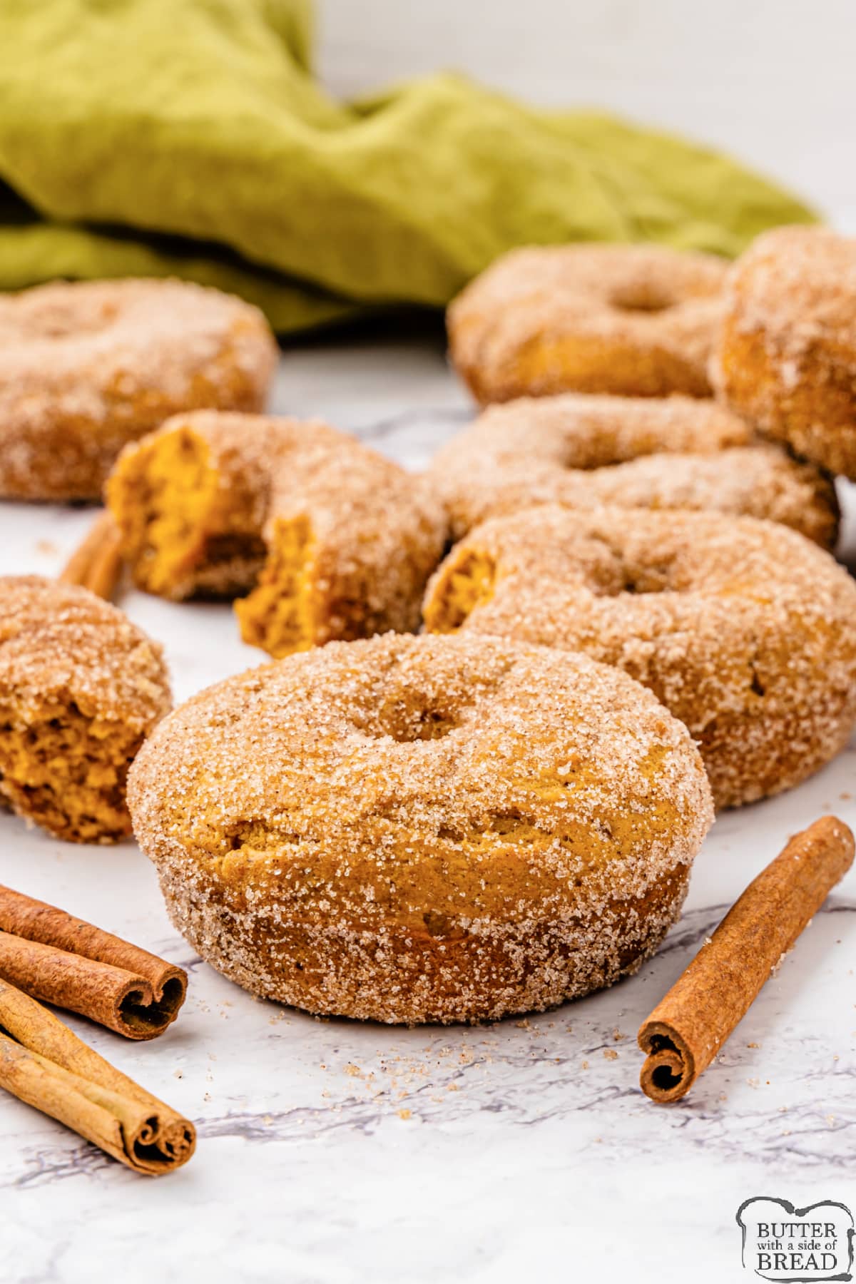 Baked pumpkin donuts with cinnamon sugar topping