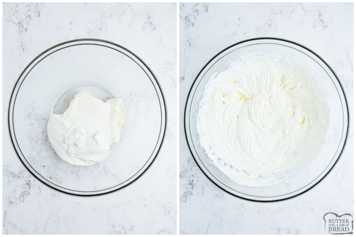 Mixing sour cream with cream cheese