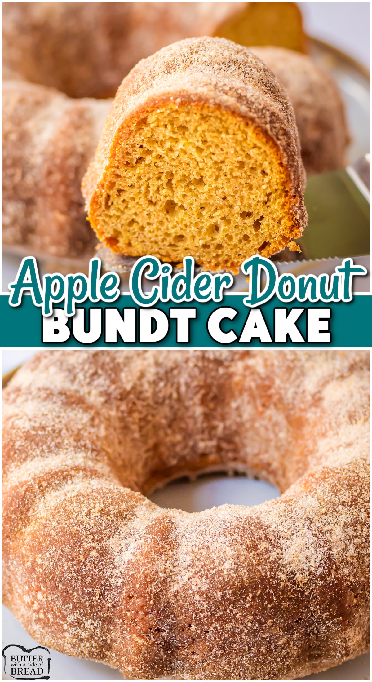 Apple Cider Donut Bundt Cake has all the flavor of your favorite apple cider doughnuts, but in an easy bundt cake! This donut cake recipe uses cake mix, mixed with apple cider dusted with cinnamon sugar!
