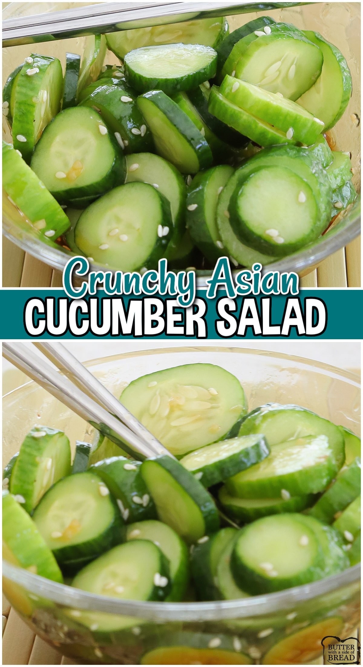 Crunchy Asian Cucumber Salad made easy in minutes with fantastic tangy flavors everyone enjoys! Easy salad with fresh cucumbers tossed with a simple soy sauce dressing sweetened with maple syrup. Try it!
