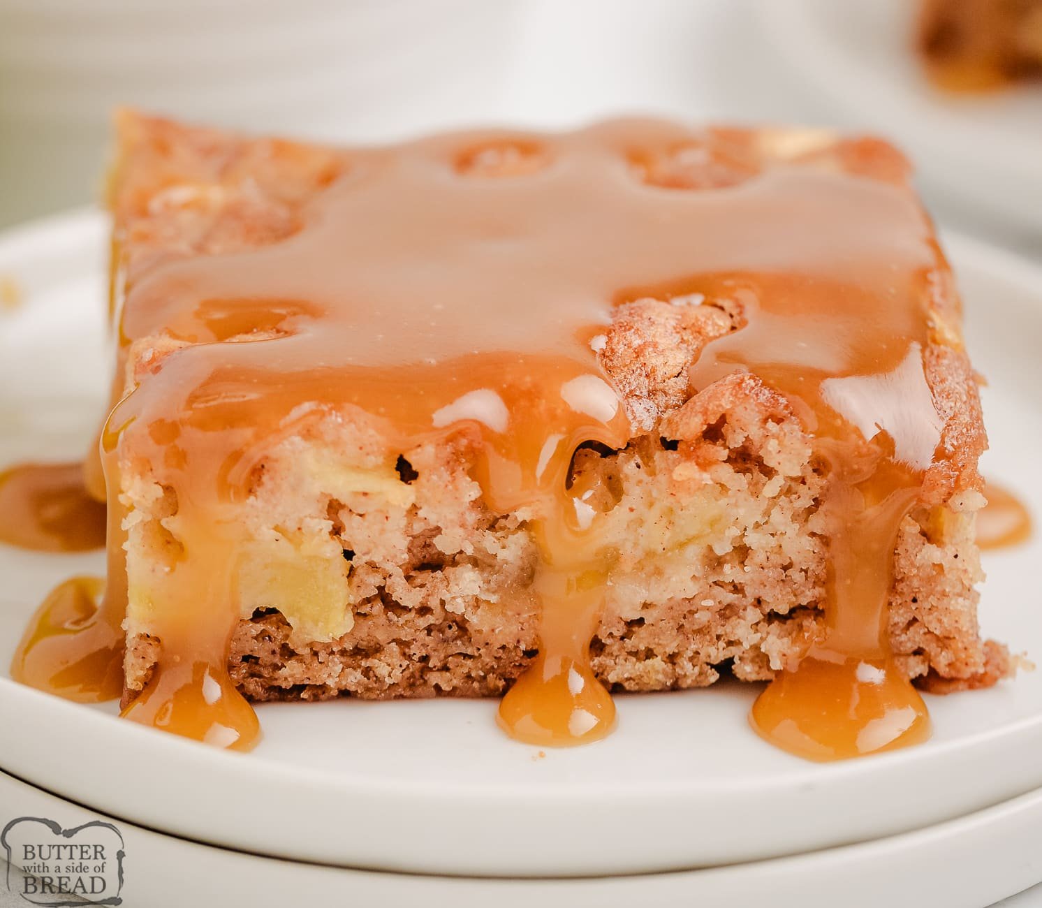 apple cake with a buttery caramel topping