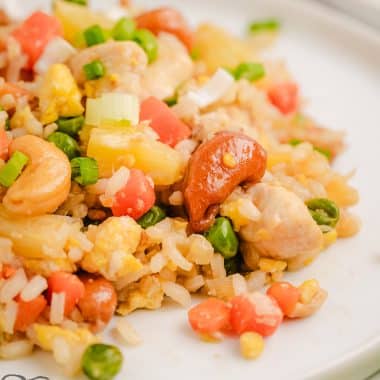 lightened up pineapple fried rice with cashews