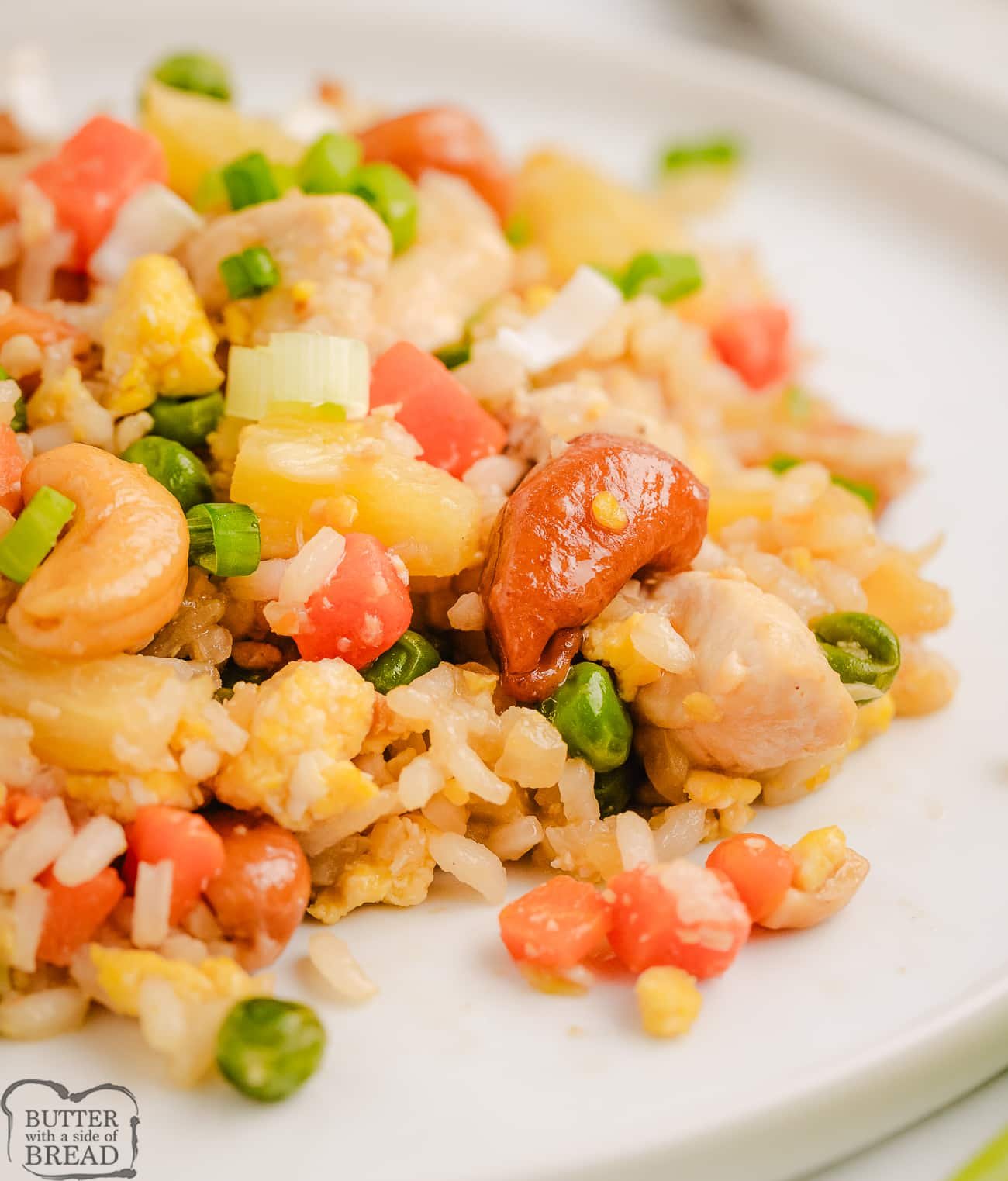 lightened up pineapple fried rice with cashews