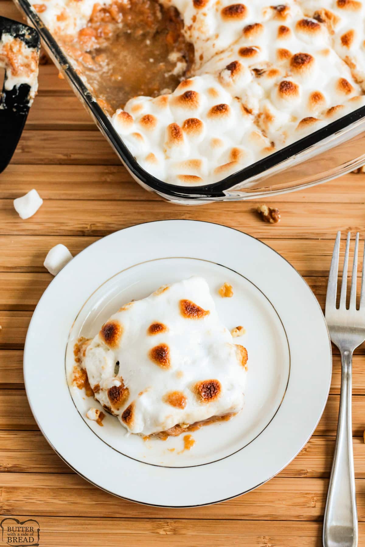 Classic sweet potatoes with marshmallows on top. 