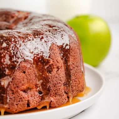 apple pound cake with a caramel glaze
