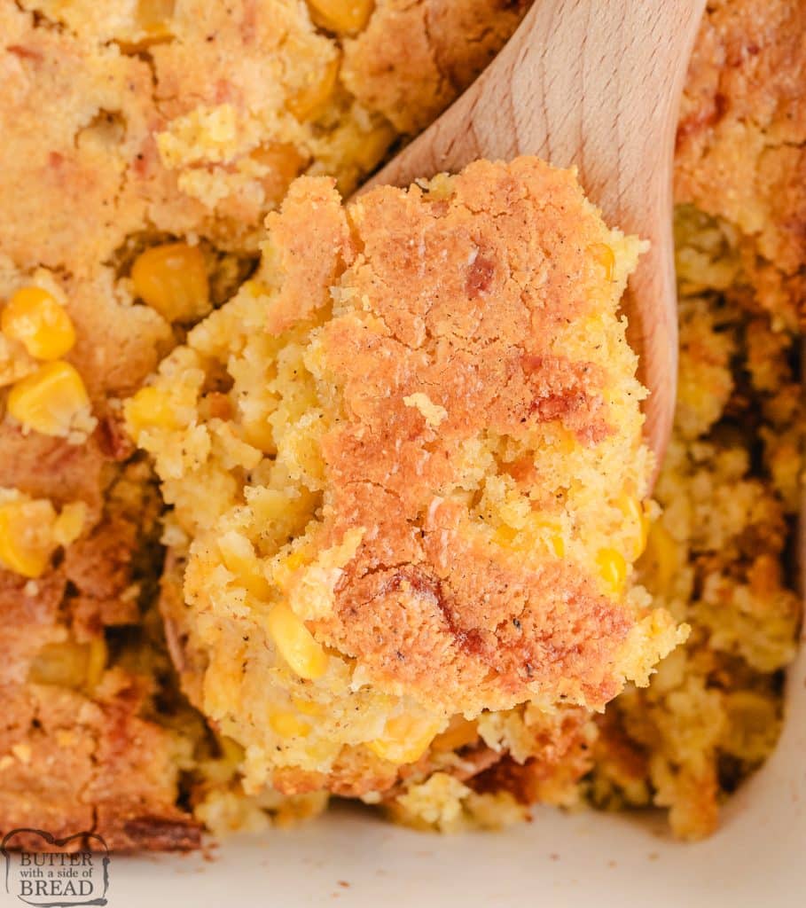 scoop of Southern Corn Casserole