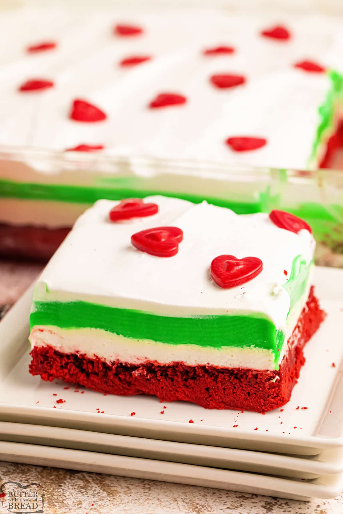 Red, white and green lush recipe. 