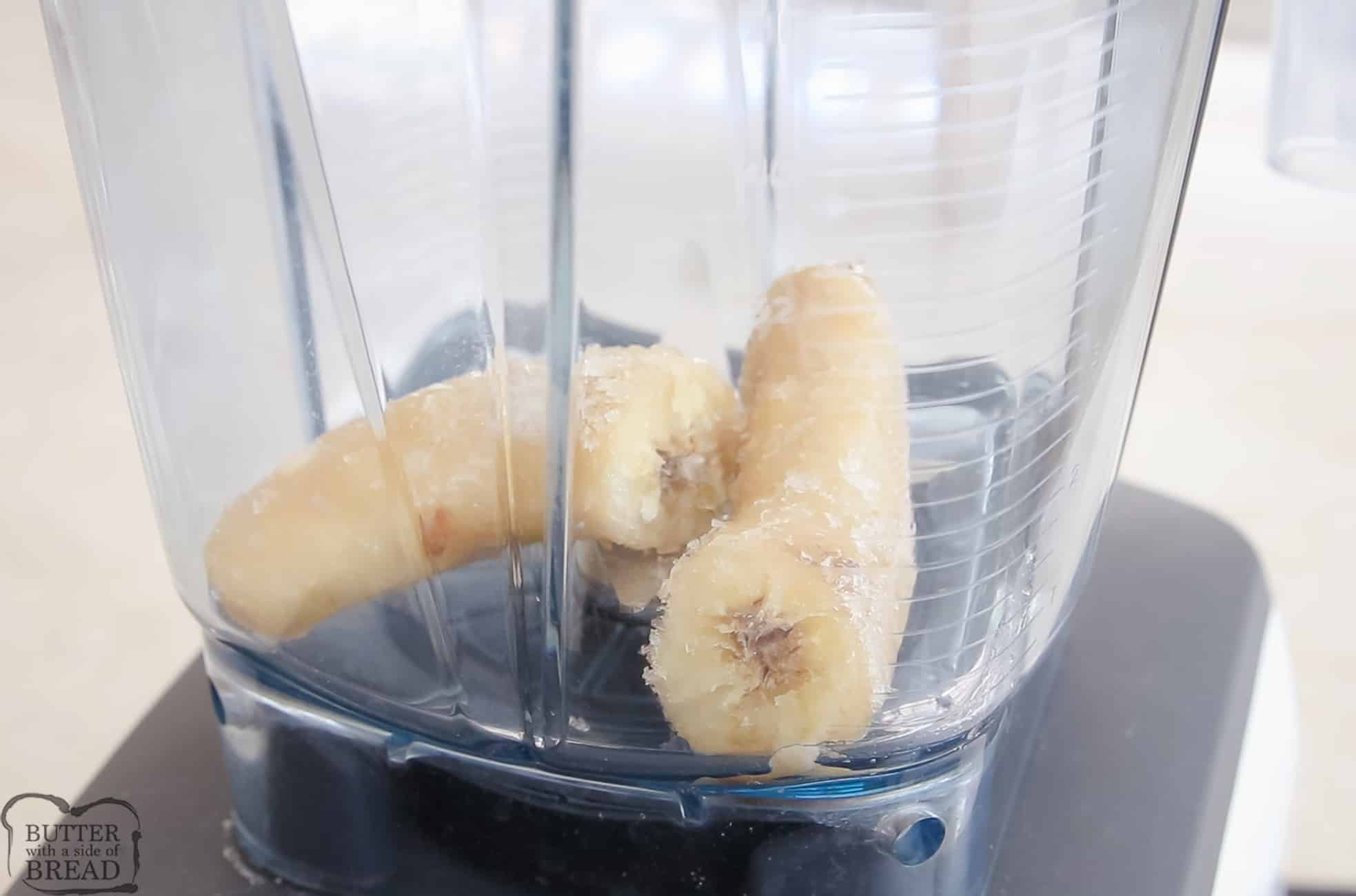 frozen banana in a blender