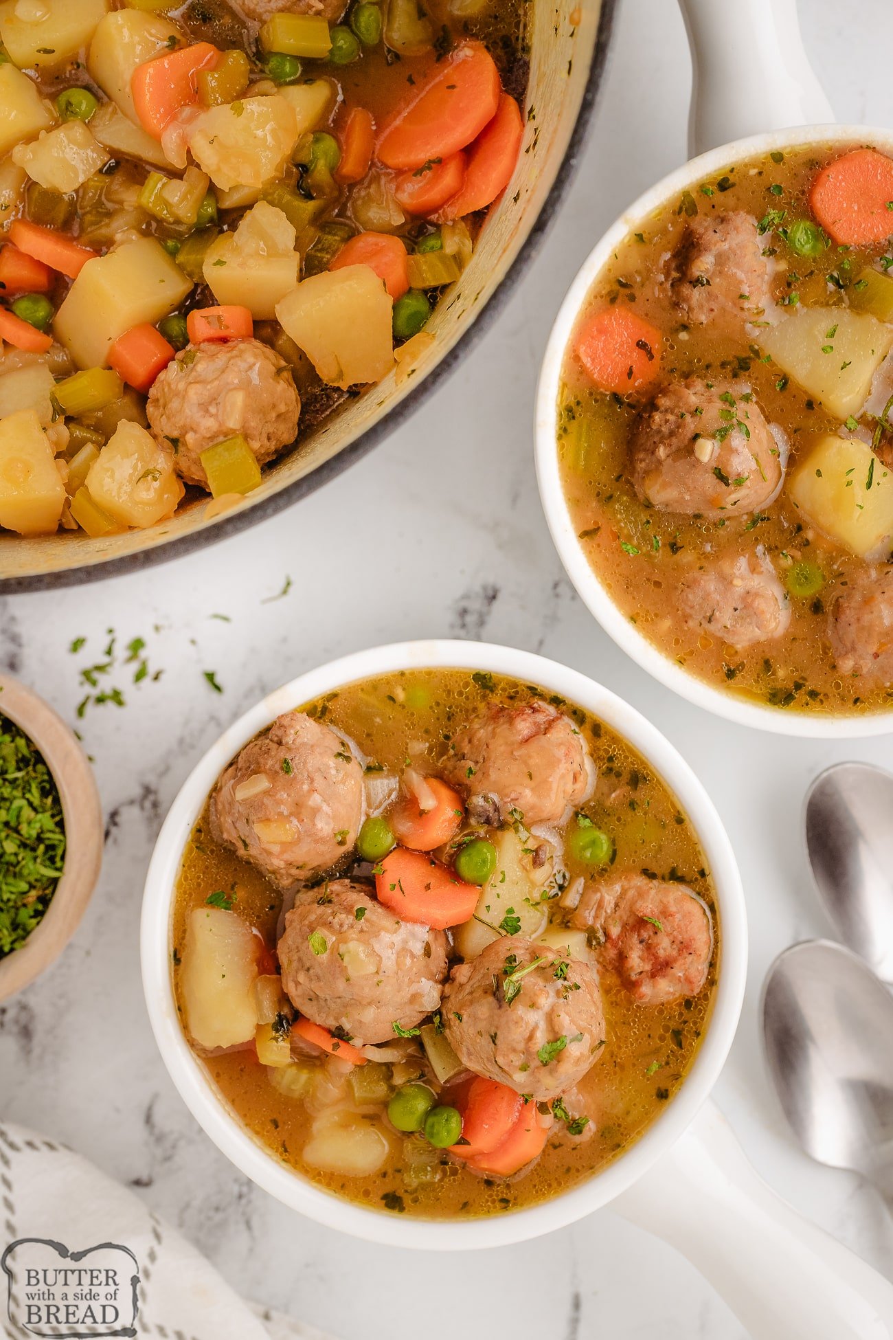 bowls served with meatball stew