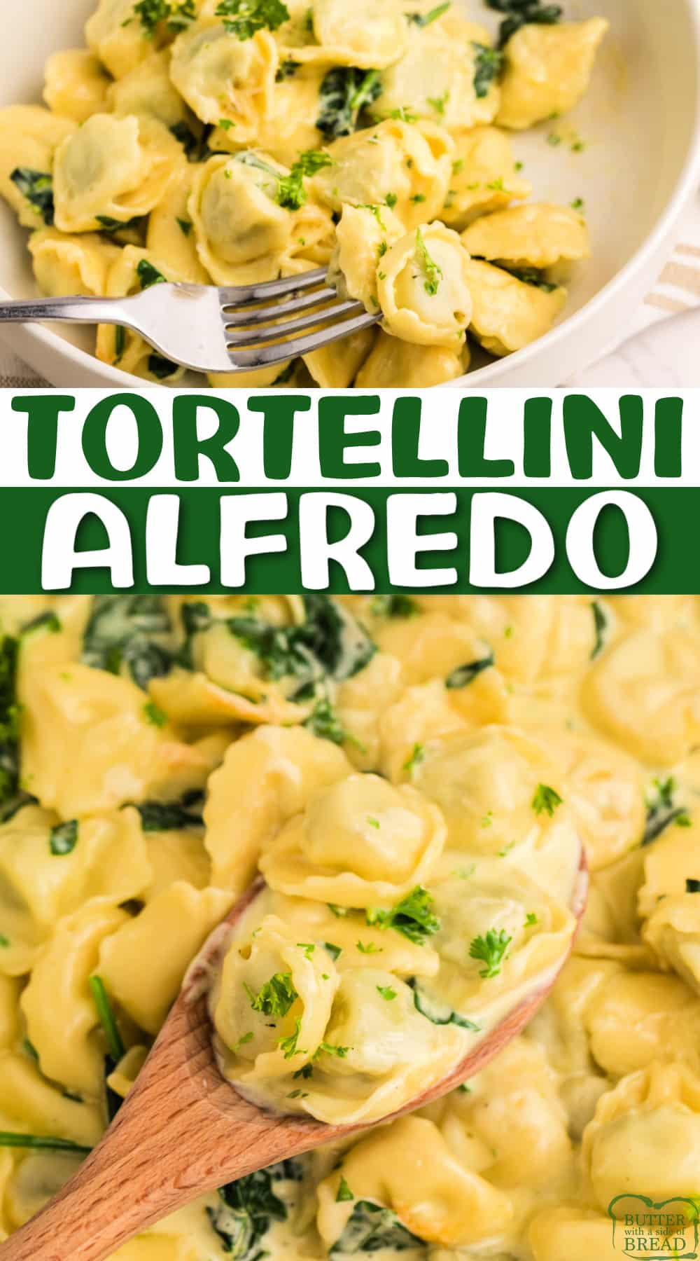 Tortellini Alfredo is deliciously creamy, with flavors of garlic and parmesan cheese. This indulgent pasta dish is perfect for an easy dinner recipe that the whole family will love. 