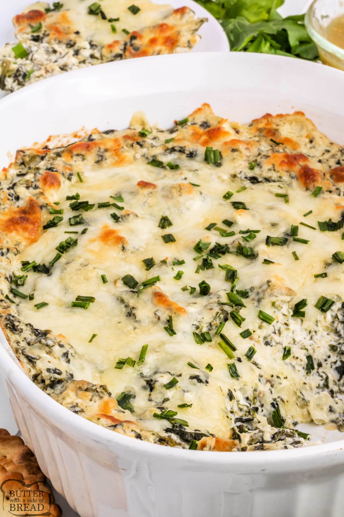 Baked spinach dip recipe with cream cheese.