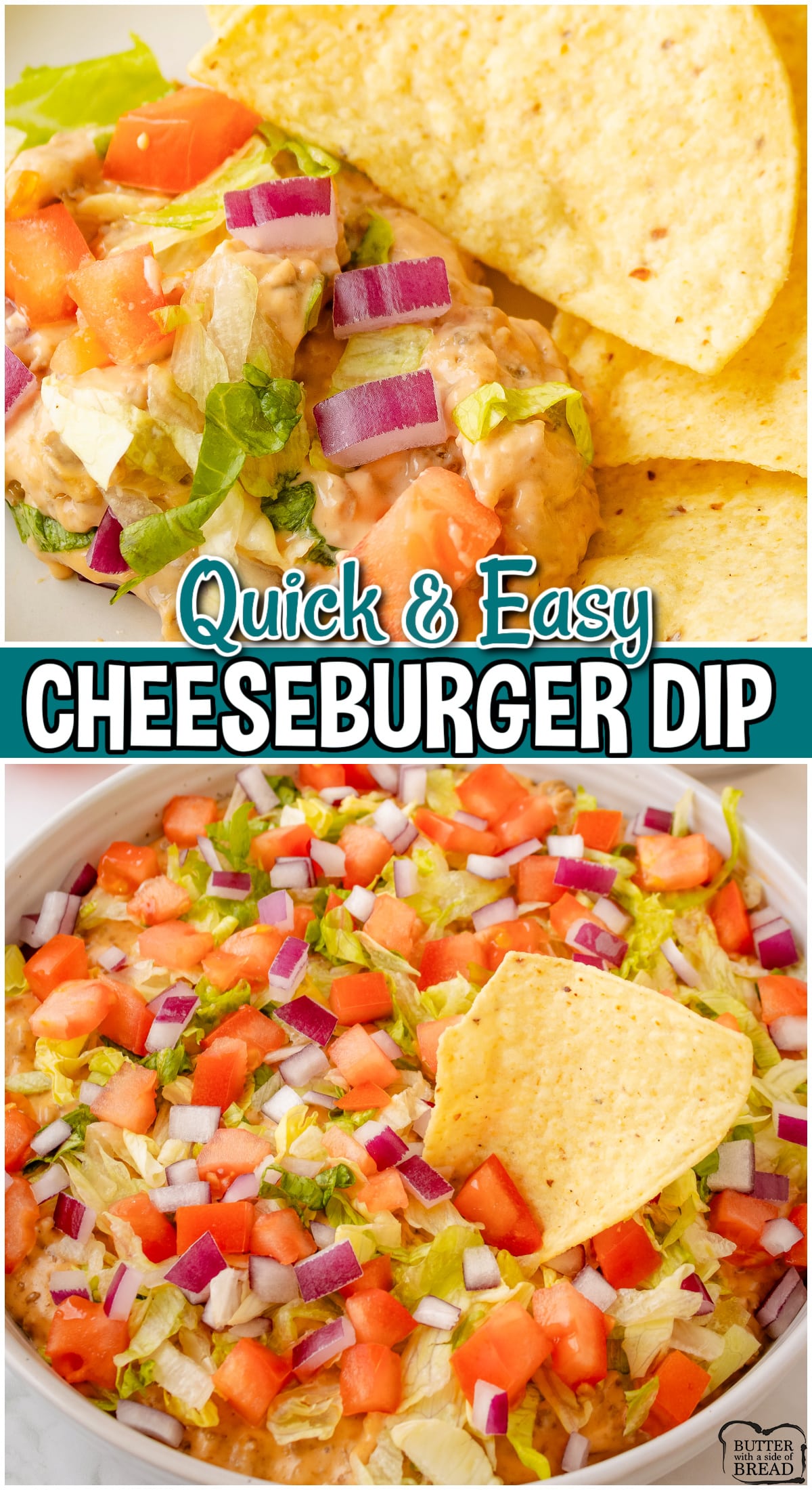 Cheeseburger Dip is an easy-to-make appetizer that is perfect for parties! This easy beef dip is a twist on 2 classic American favorites: cheeseburgers & dip! 