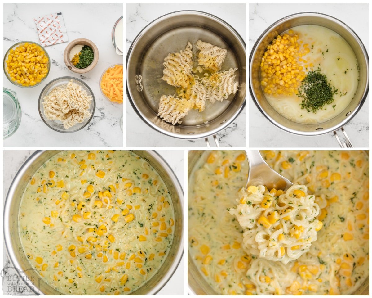 how to make 5 minute ramen corn chowder
