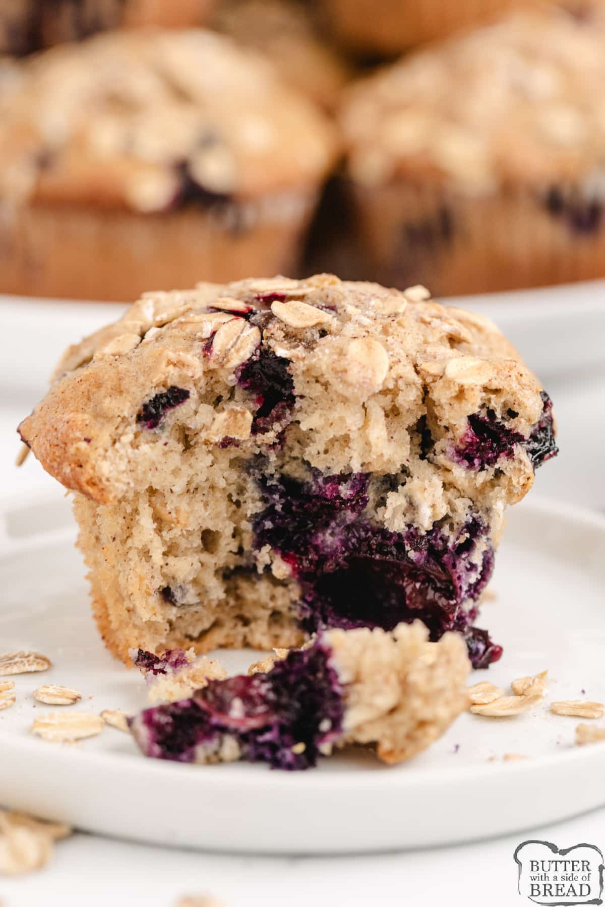 Blueberry Muffin with oats and fresh blueberries. 