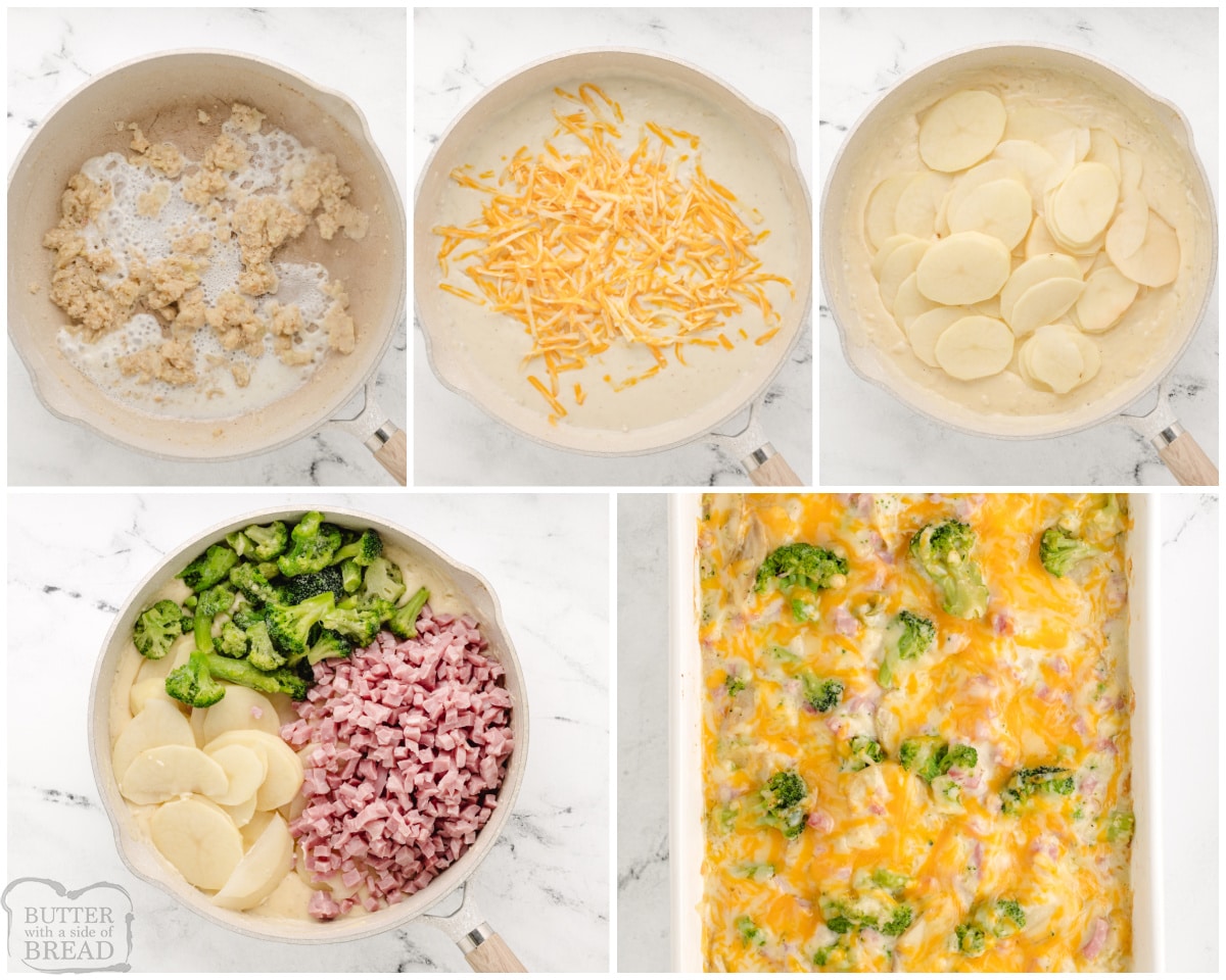 how to make scalloped potatoes with ham and broccoli