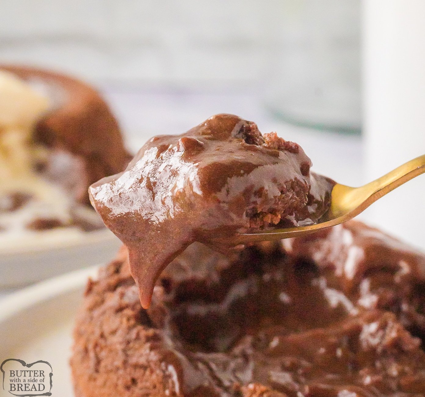 spoonful of chocolate lava cake