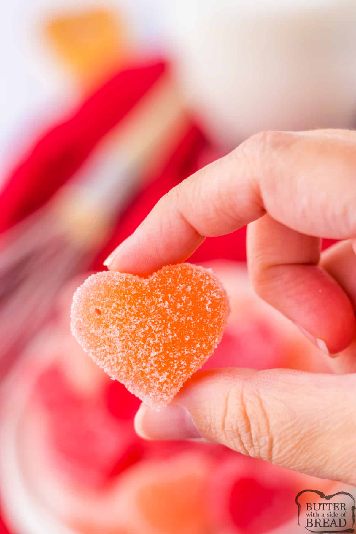 Gummy candy with sweet and sour sugar coating. 