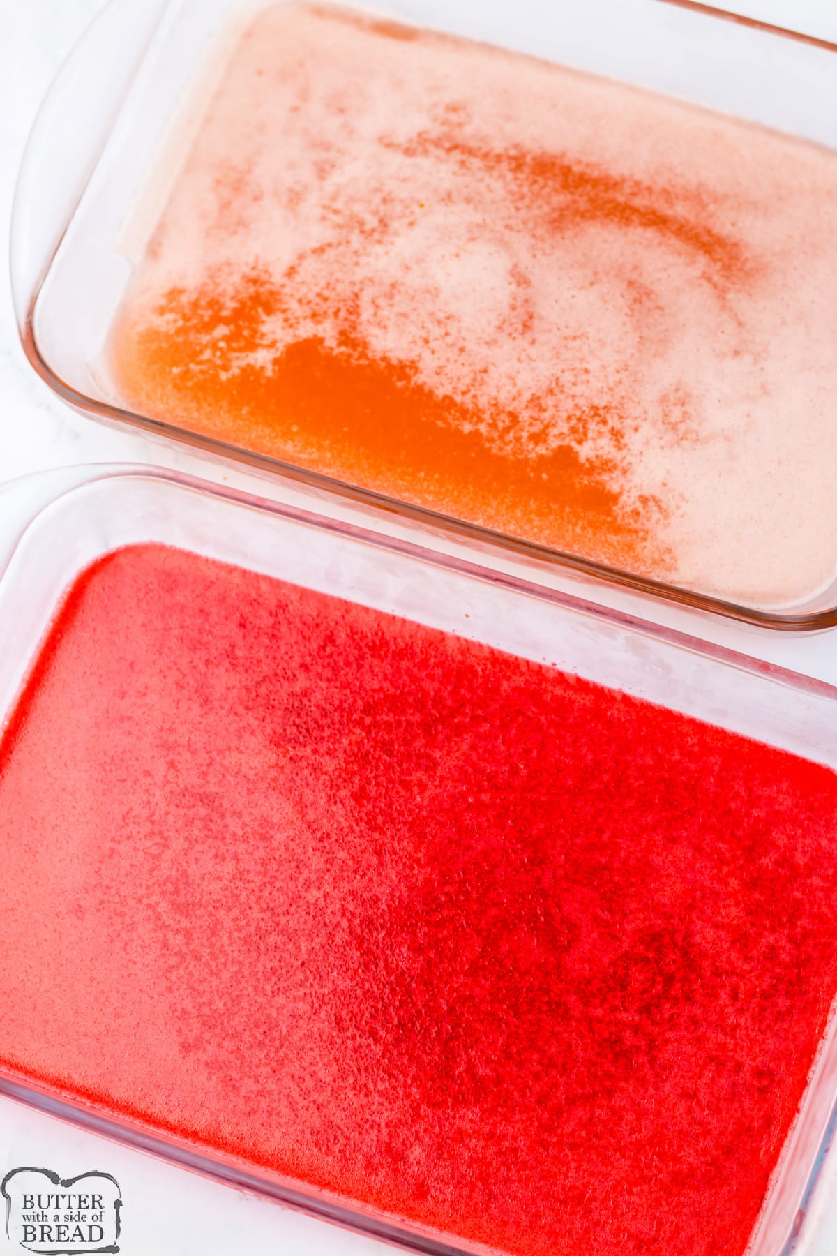 Chill gelatin mixture in two pans. 