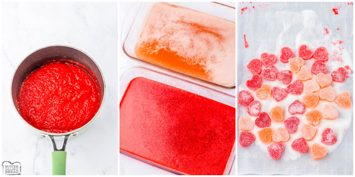 Step by step instructions on how to make Valentine's Sour Gummy candy recipe.