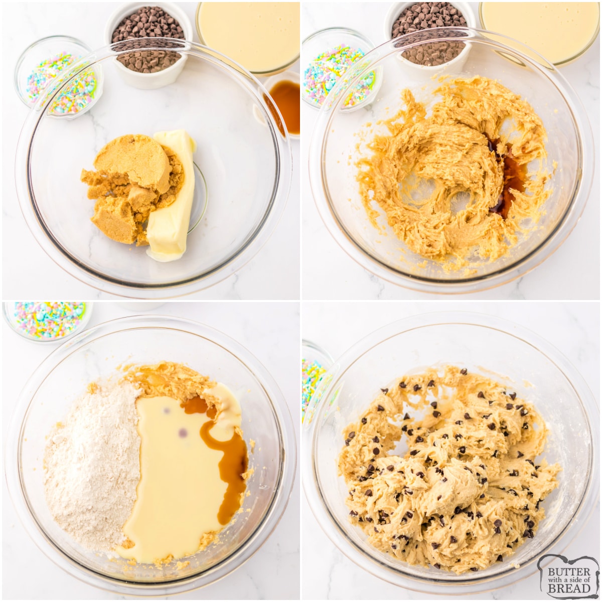 Step by step instructions on how to make cookie dough.