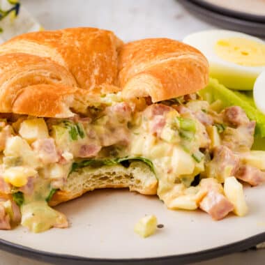 ham salad sandwich with a bite taken out