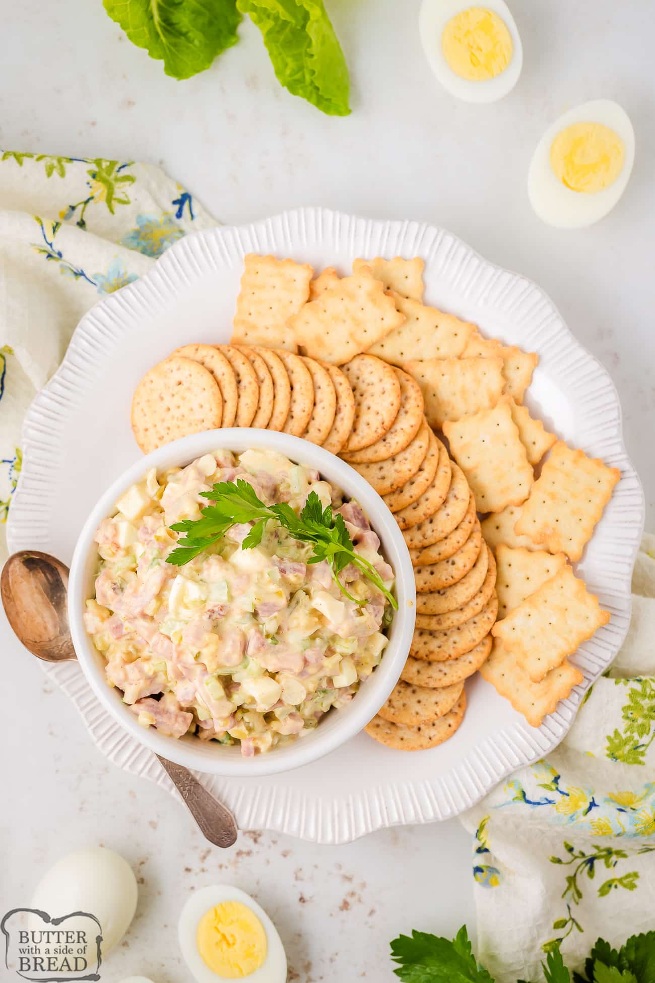old fashioned ham salad served with crackers