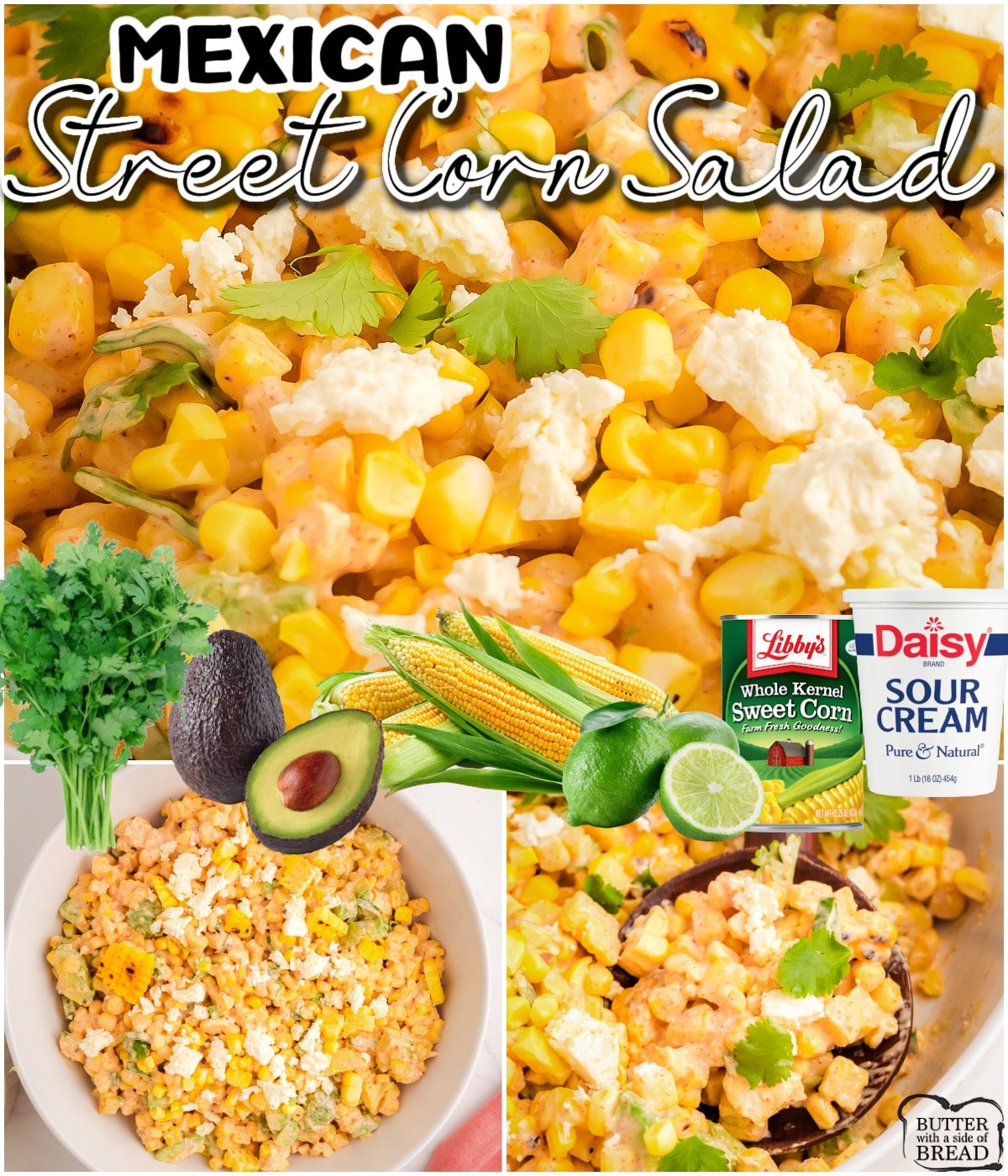 Mexican Street Corn Salad is a zesty, creamy salad bursting with flavor from the charred corn, cilantro, lime & smoky seasonings! Simple, flavorful elote salad is a perfect grilling side dish! 